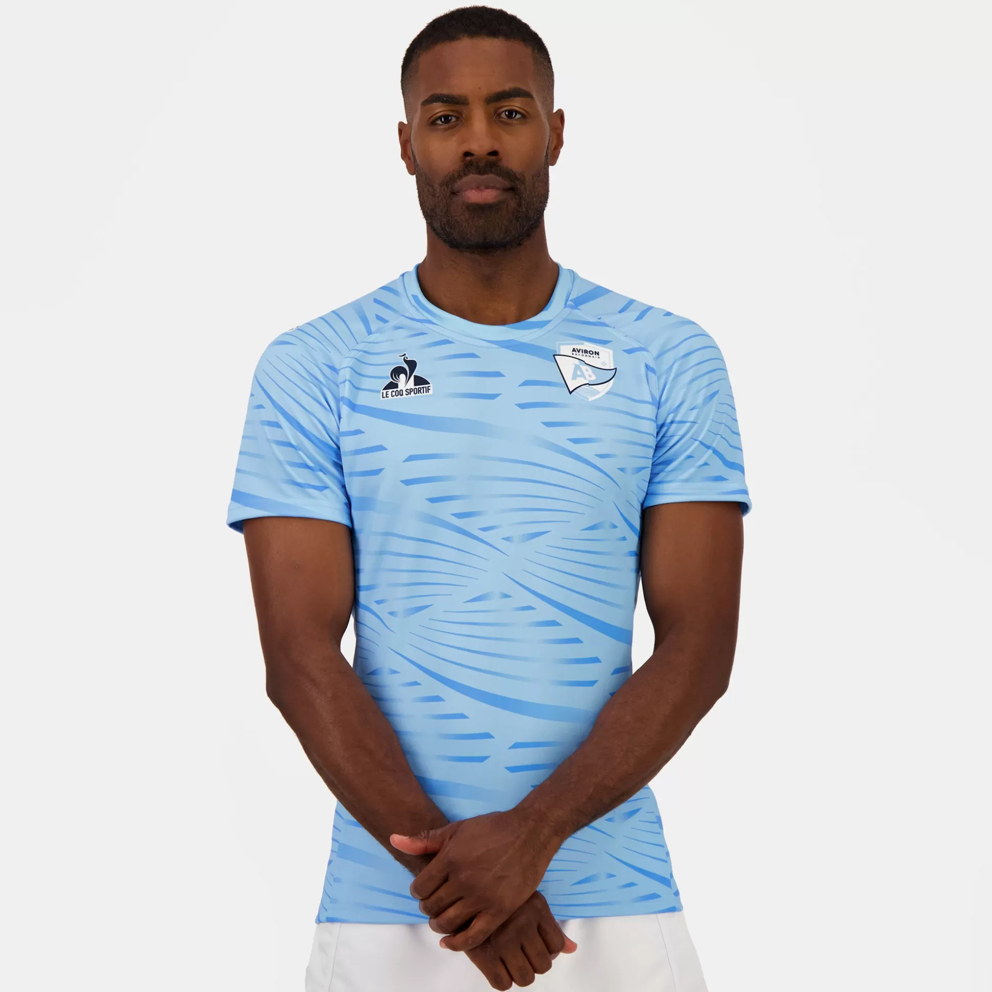 Homme Le Coq Sportif Aviron Bayonnais - tenue d'entrainement Maillot Pré match officiel Aviron Bayonnais Homme