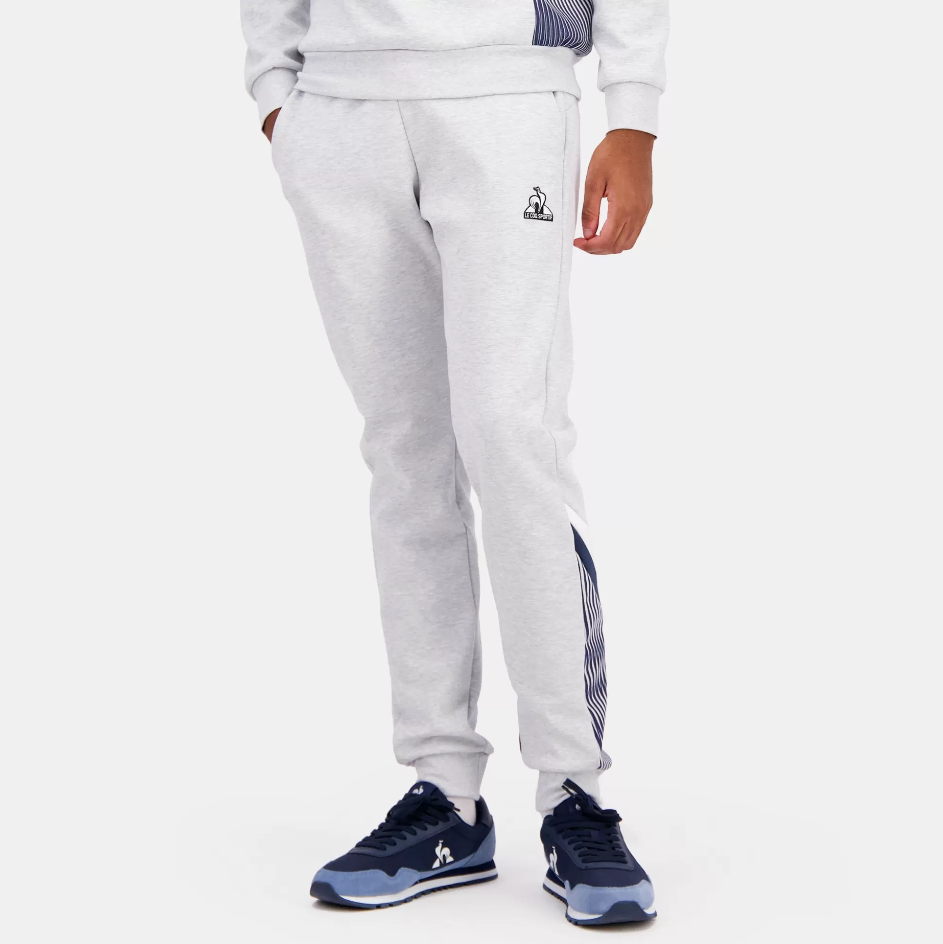 Homme Le Coq Sportif Héritage Pantalon SLIM Gris chiné clair Homme