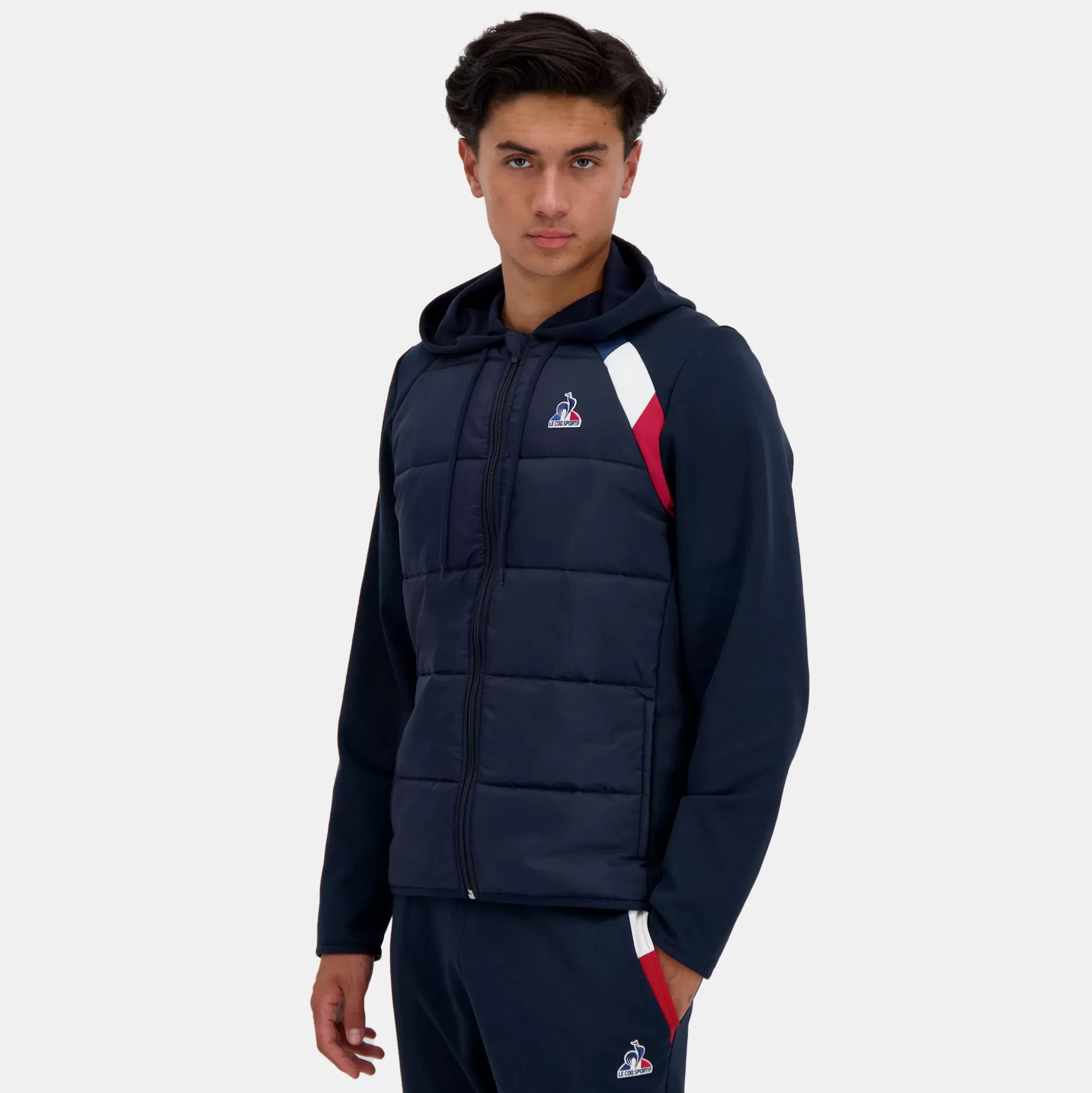 Homme Le Coq Sportif Tricolore Sweat zippé à capuche Homme